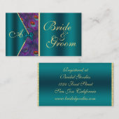 D'accompagnement Turquoise Mariage Peacock Carte de visite nuptiale (Devant / Derrière)