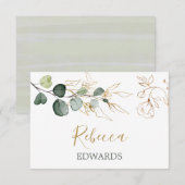 D'accompagnement Verdure aquarelle, or floral Carte place (Devant / Derrière)