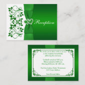 D'accompagnement Vert, Flore Blanche, Carte de réception de mariage (Devant / Derrière)
