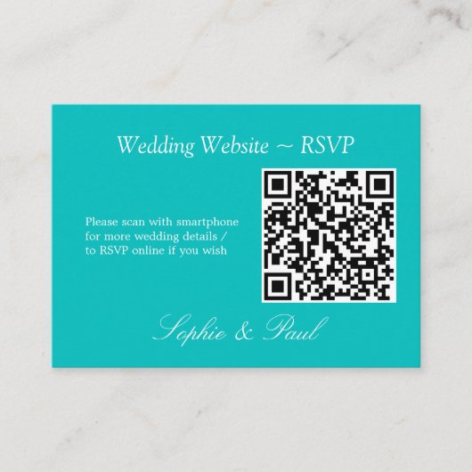 D'accompagnement Vibrant Aqua QR Code Site Web Carte RSVP (Devant)