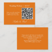 D'accompagnement Vibrant Orange QR Code Site Web Carte RSVP (Devant / Derrière)