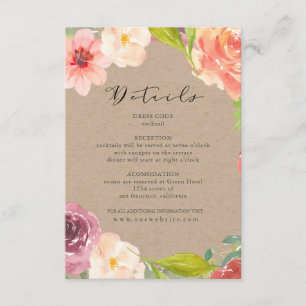 D'accompagnement Vibrant Rustic floral mariage détails Carte