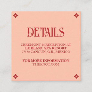 D'accompagnement Vibrants Vœux : Une carte de détails de mariage fo