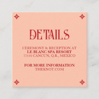 D'accompagnement Vibrants Vœux : Une carte de détails de mariage fo