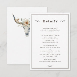 D'accompagnement Western longhorn carte de détails mariage