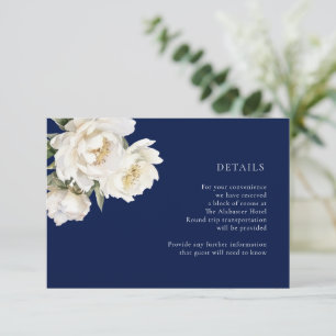 D'accompagnement White Peonies Mariage Marine Détails Carte de boît