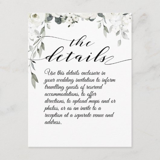 D'accompagnement White Peony Détails du Mariage Carte de boîtier (Devant)