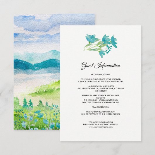 D'accompagnement Wild Meadow Spring Mountains Mariage Détails Carte (Devant / Derrière)