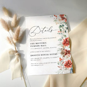 D'accompagnement Winter Red Greenery Pinecone Mariage Détails Carte