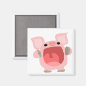 "D'ACCORD ! ! !" Magnet de cochon de carton mignon (Recto/Verso)