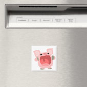 "D'ACCORD ! ! !" Magnet de cochon de carton mignon (In Situ (Lave-vaisselle))