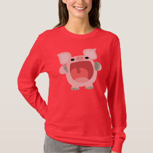 "D'ACCORD ! ! !" T-shirt femme cochon en caricatur