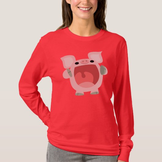 "D'ACCORD ! ! !" T-shirt femme cochon en caricatur (Devant)