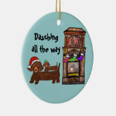 Dachshing helemaal keramisch ornament (Rechts)