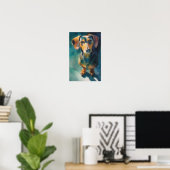 Dachshond aquarelportret poster (Thuiskantoor)
