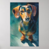 Dachshond aquarelportret poster (Voorkant)