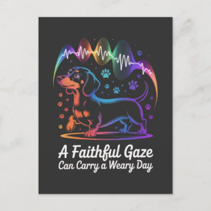 Dachshond Een Trouwse Blik Kan Een Vermoeiende Dag Feestdagenkaart