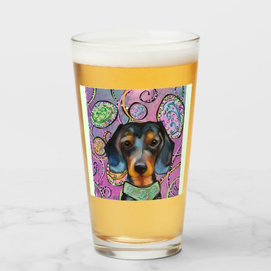 DACHSHOND GLAS (Voorkant gevuld)