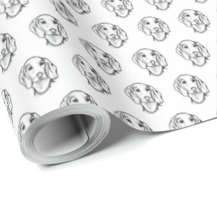 Dachshond handgetekende schets zwart witte puppy h cadeaupapier