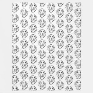Dachshond handgetekende schets zwart witte puppy h fleece deken