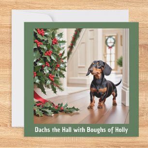 Dachshond Hond Dieren Humor Grappig Kerstmis Feestdagenkaart
