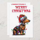 "DACHSHOND IN KERSTVERLICHTING" KAART (Voorkant / Achterkant)