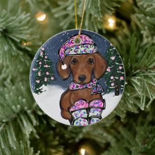 Dachshond Keramisch Ornament