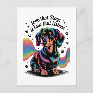 Dachshond liefde die blijft is liefde die luistert briefkaart
