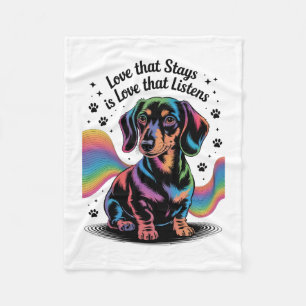 Dachshond liefde die blijft is liefde die luistert fleece deken
