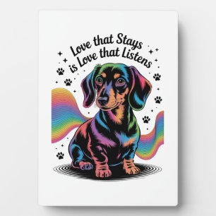 Dachshond liefde die blijft is liefde die luistert fotoplaat