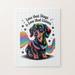 Dachshond liefde die blijft is liefde die luistert legpuzzel
