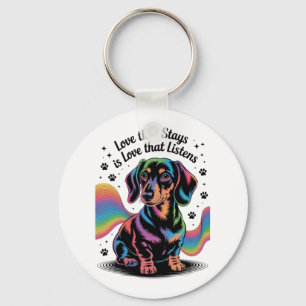 Dachshond liefde die blijft is liefde die luistert sleutelhanger