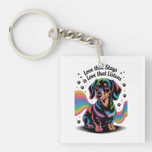 Dachshond liefde die blijft is liefde die luistert sleutelhanger