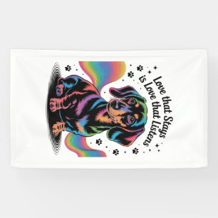 Dachshond liefde die blijft is liefde die luistert spandoek