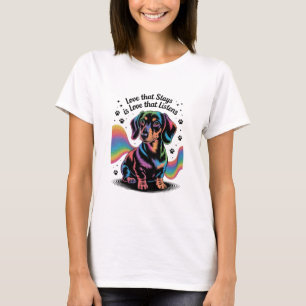 Dachshond liefde die blijft is liefde die luistert t-shirt