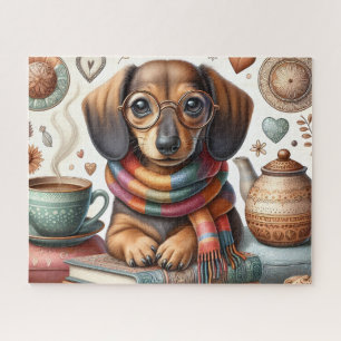 Dachshond Met Koffie Legpuzzel