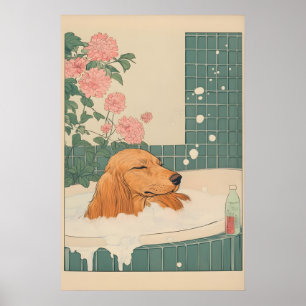 Dachshond Muurkunst Japanse Stijl Badkamer Print
