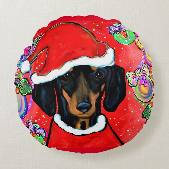 DACHSHOND ROND KUSSEN (Voorkant)