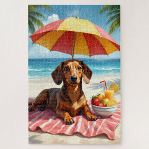 Dachshond Strand Relax Scene Legpuzzel