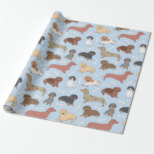 dachshond variëteit patroon cadeaupapier