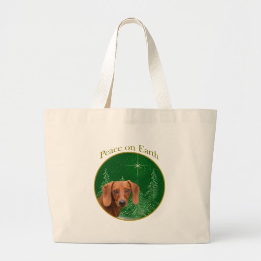 Dachshond Vrede op Aarde Grote Tote Bag (Voorkant)