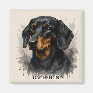 Dachshond Wiener Dog Portret Premium Kunstwerk Magneet