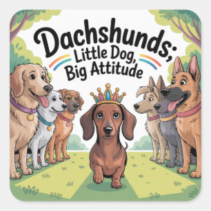 Dachshonden Kleine Hond, Grote Attitude Vierkante Sticker