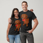 Dachshund-2-zijdig lange teckel met boog Stropdas T-shirt (Unisex)