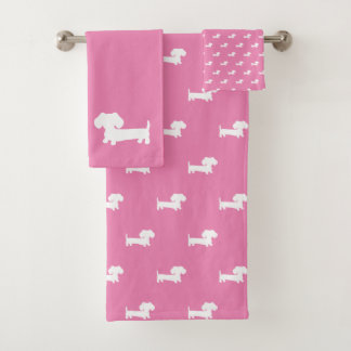 Dachshund 3-delig badhanddoek Set Lichtroze Bad Handdoek