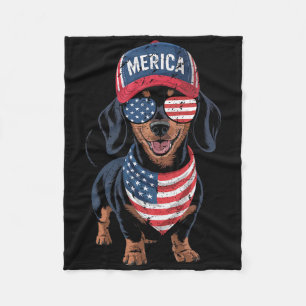 Dachshund 4 juli Amerikaanse vlag Doxie hond P Fleece Deken