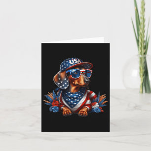 Dachshund 4 juli Patriottische hond Dachshund Vier Kaart