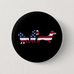 Dachshund 4th of July Patriottische Wiener Honden Ronde Button 5,7 Cm
