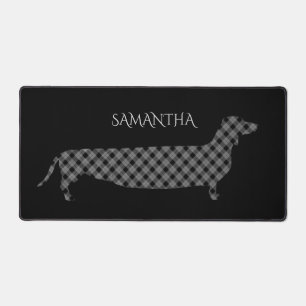 Dachshund à carreaux sur fond noir personnalisé