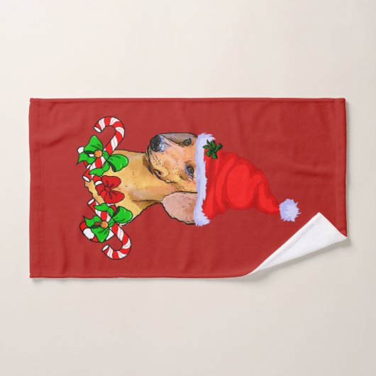 Dachshund à Noël à Santa Hat (Serviette à main)